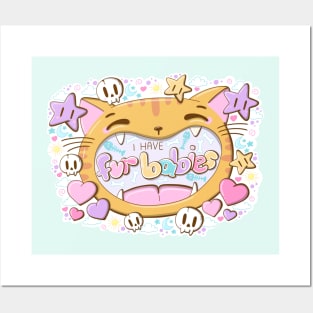 I have fur babies cute cat in kawaii style Posters and Art